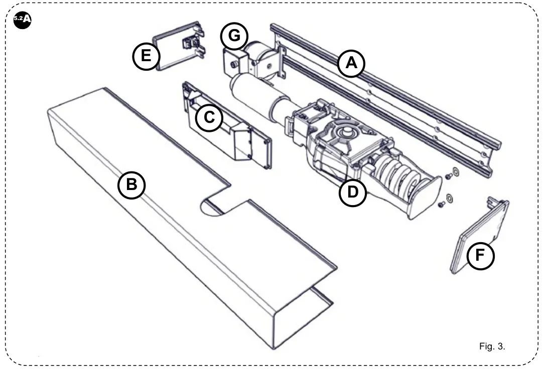 Рис. 3 — Порядок розбирання та кріплення основного профілю оператора