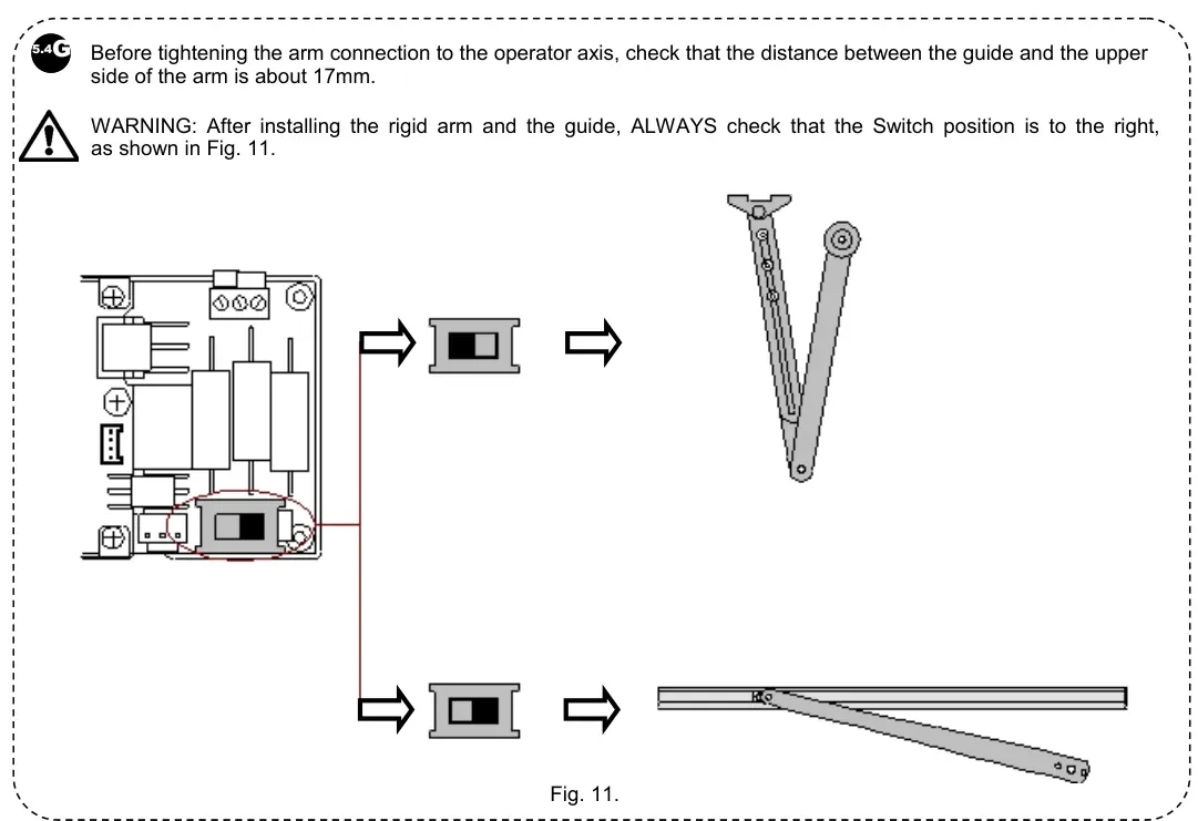 Рис. 11 — Положення перемикача: праворуч для жорсткого, ліворуч для шарнірного важеля