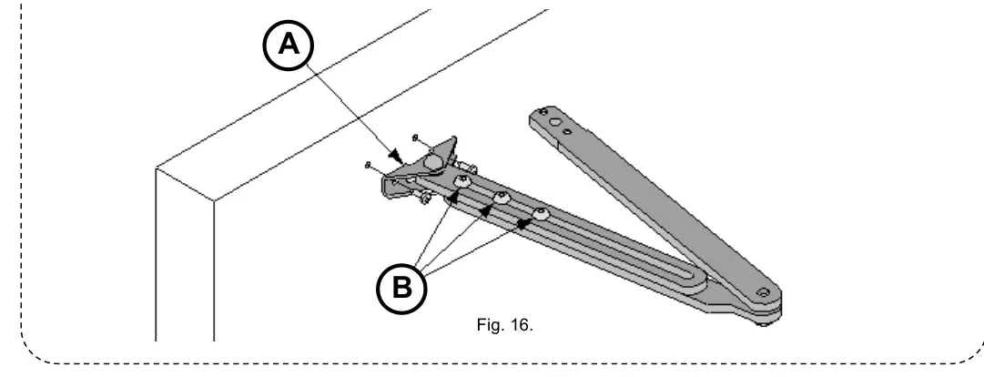 Рис. 16 — Деталі кріплення шарнірного важеля до стулки