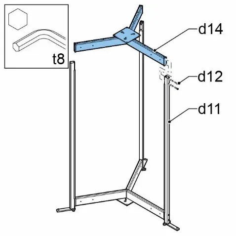Монтаж верхнього елемента d14 на стійках центральної колони