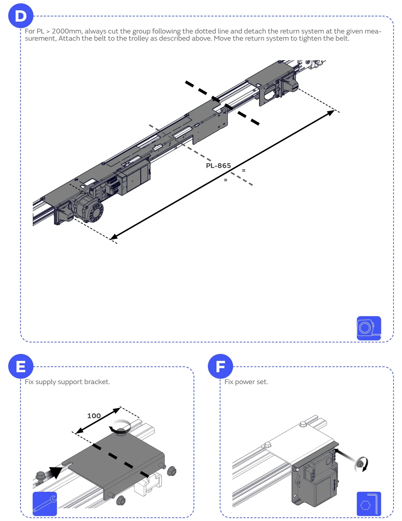 Подовження моторної групи двостулкової типології Visio+100 при PL більше 2000 мм