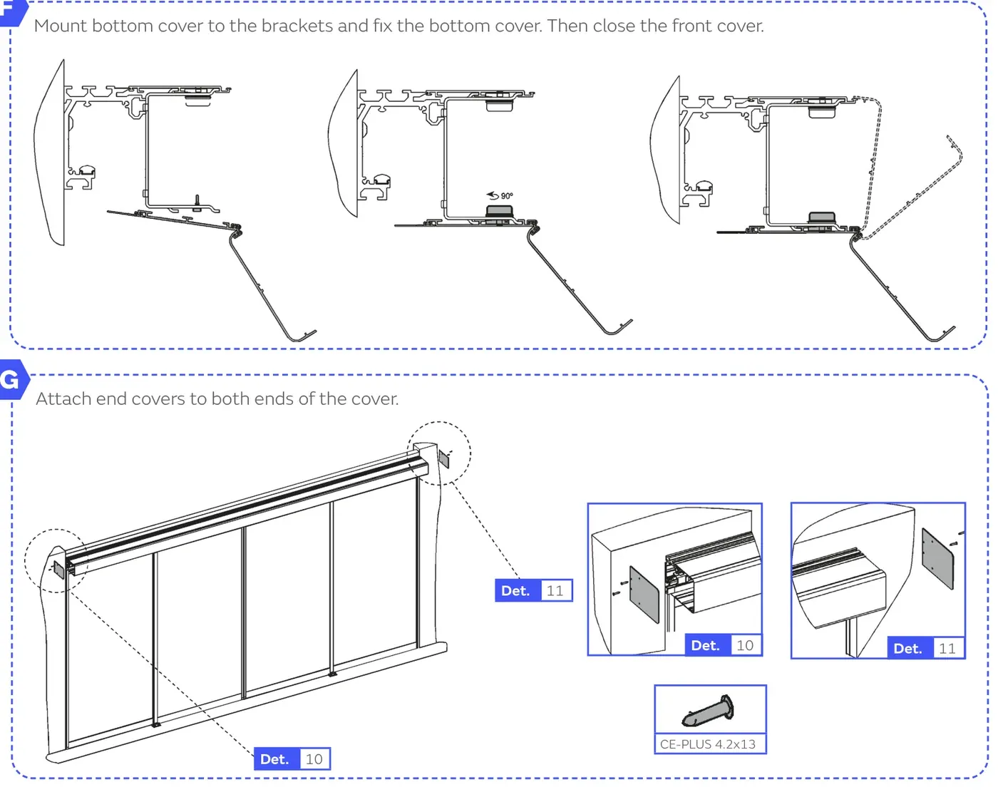 Закривання нижньої та передньої кришки і монтаж торцевих кришок Visio+ C2H